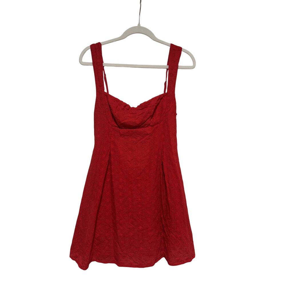Princess Polly Red Eyelet Mini Dress US 8 - Picture 2 of 7